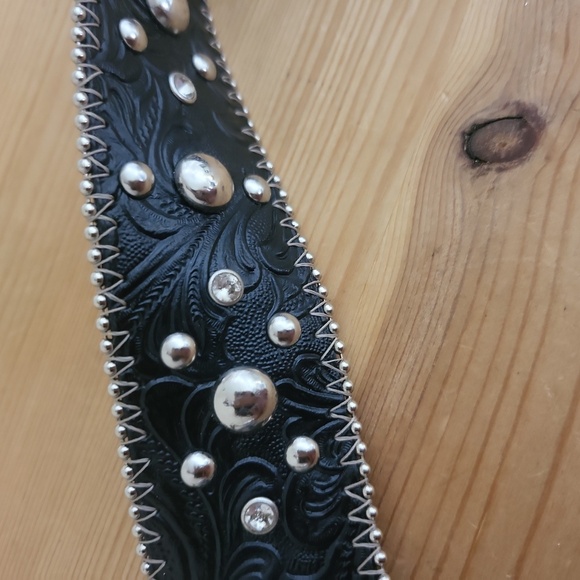 Kathy Van Zeeland Black Western Rhinestone Belt Small - Picture 11 of 12
